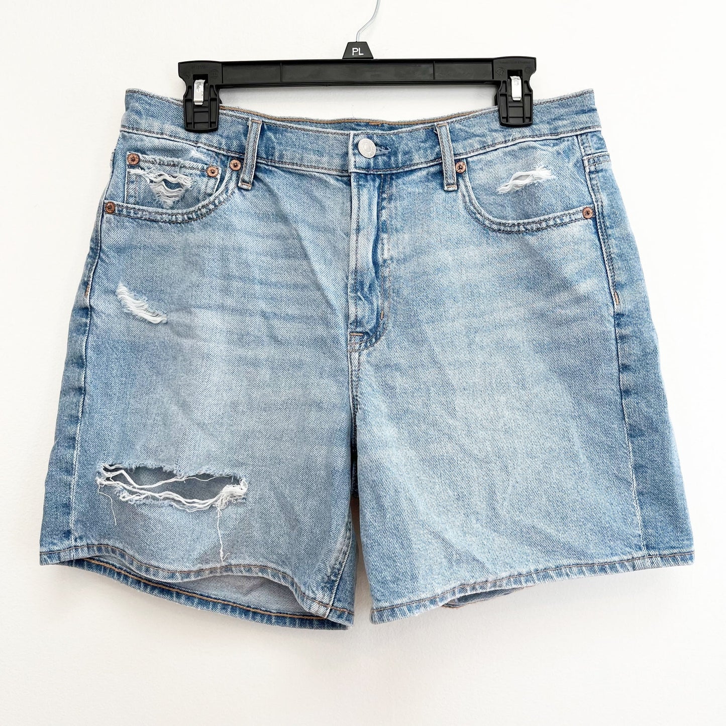 American Eagle High Rise Relaxed Jean Denim Light Wash Shorts Blue 8