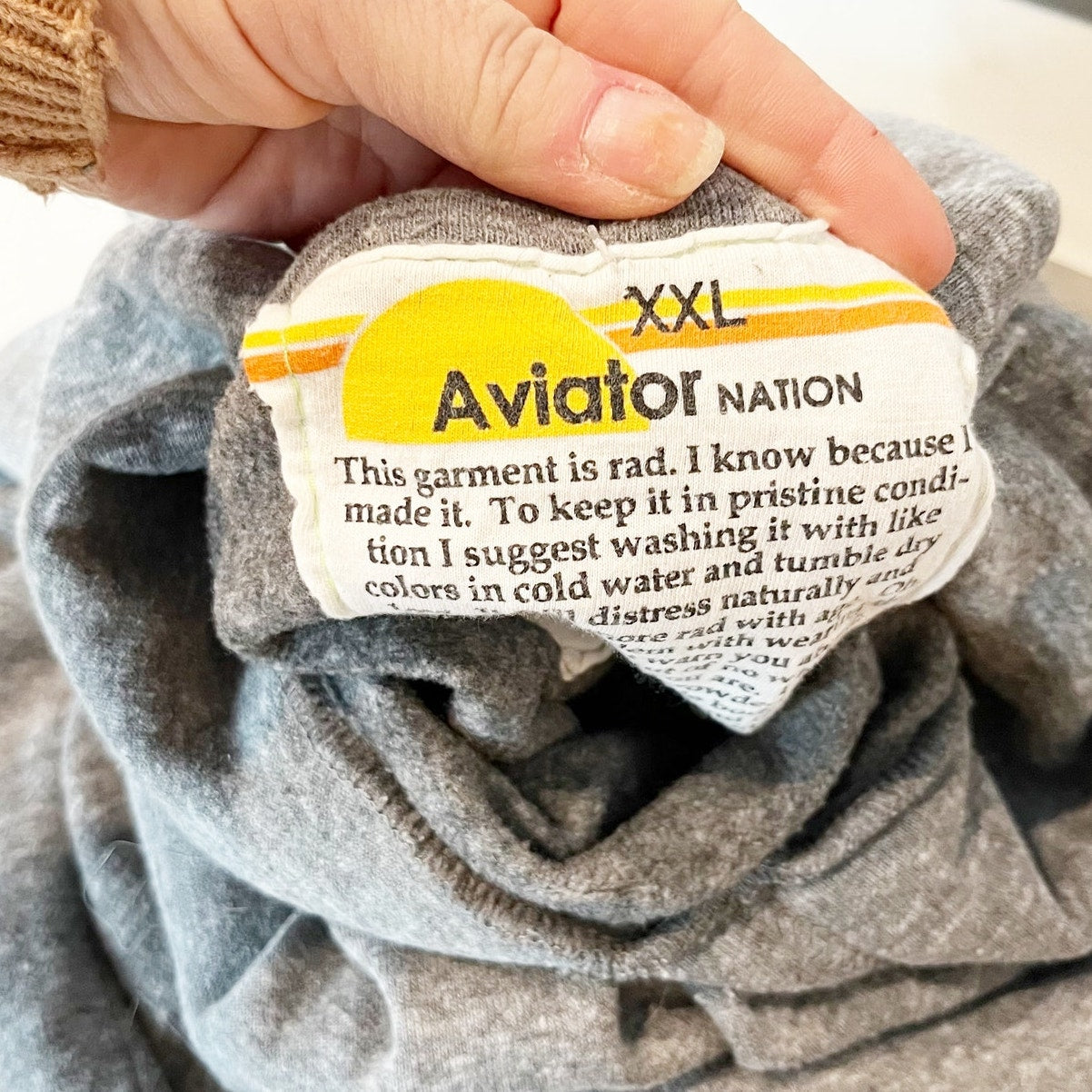 Aviator Nation Lightning Bolt Pullover Zip Pocket Hoodie Sweatshirt Gray XXL