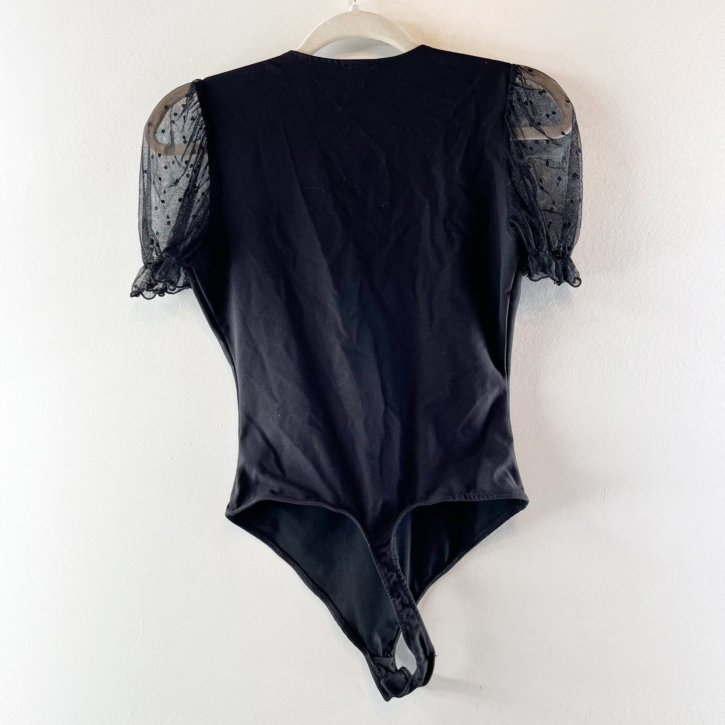 Free People Puff Sheer Short Sleeve Bodysuit Black XS
