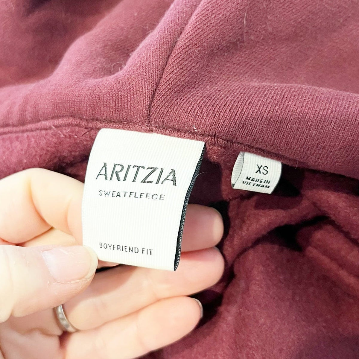 Aritzia Sweatfleece Boyfriend Boxy Full Zip Hoodie Sweatshirt Gala Plum XS