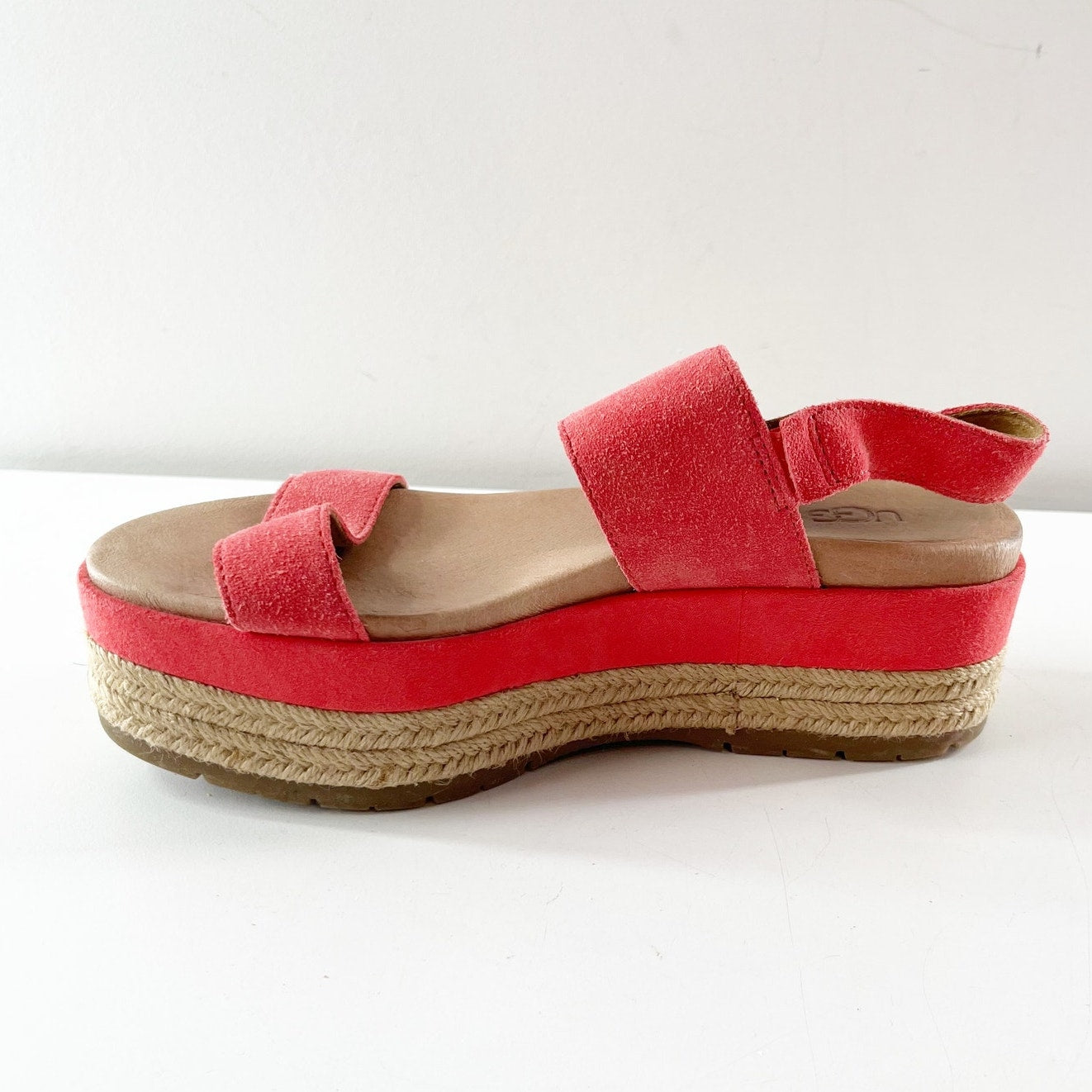 UGG April Espadrille Suede Platform Shoes Sandals Pink 6.5