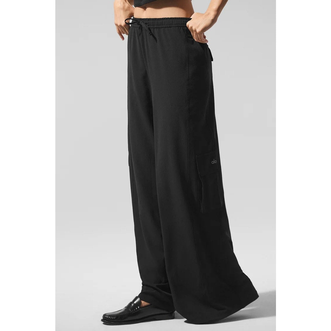 Alo Dreamscape Cargo Wide Leg Pants Trousers Black XS