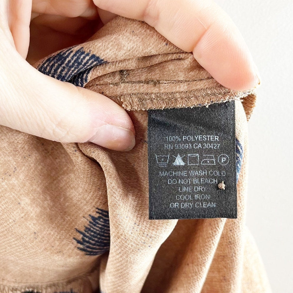 NIC + ZOE Street Seen 3/4 Sleeve Tie Waist Midi Bengal Shirt Dress Brown Small