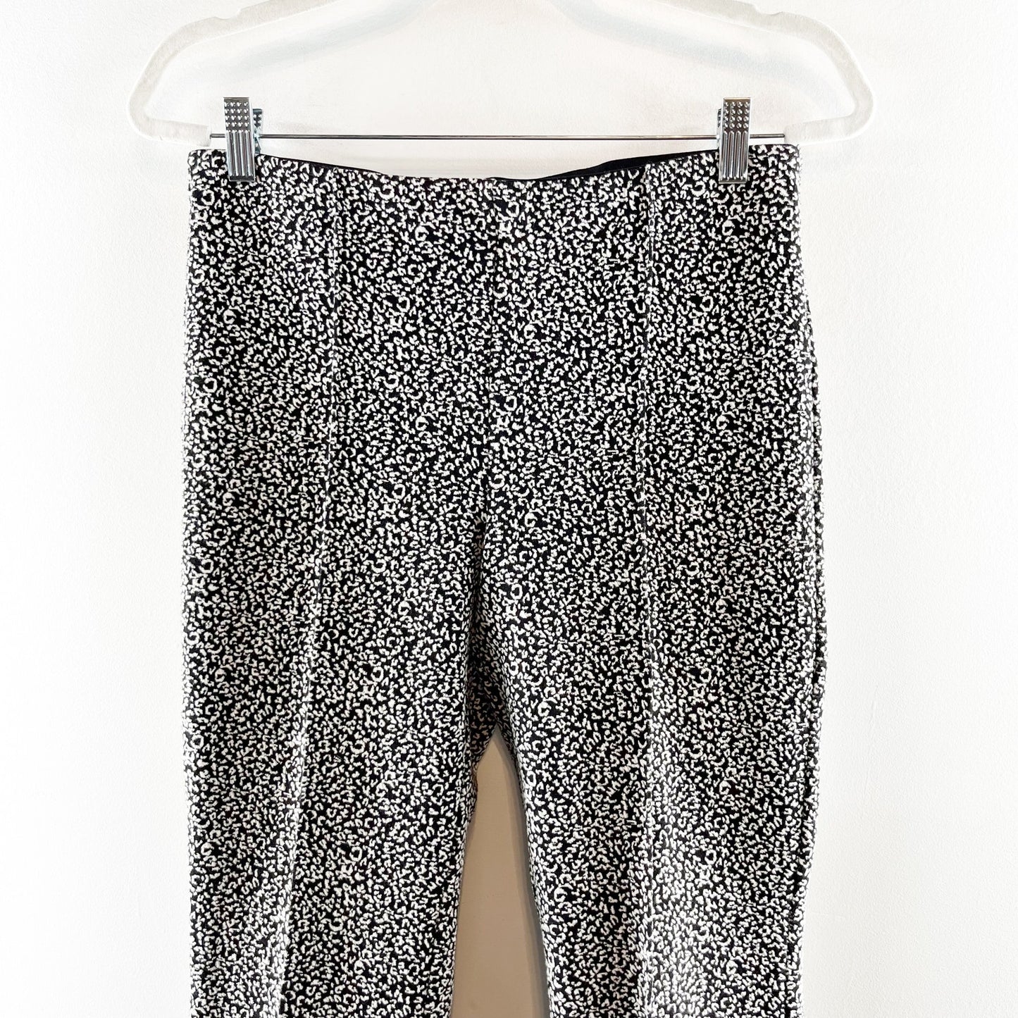 Anthropologie The Essential Leopard Cropped Flare Trousers Black White Small
