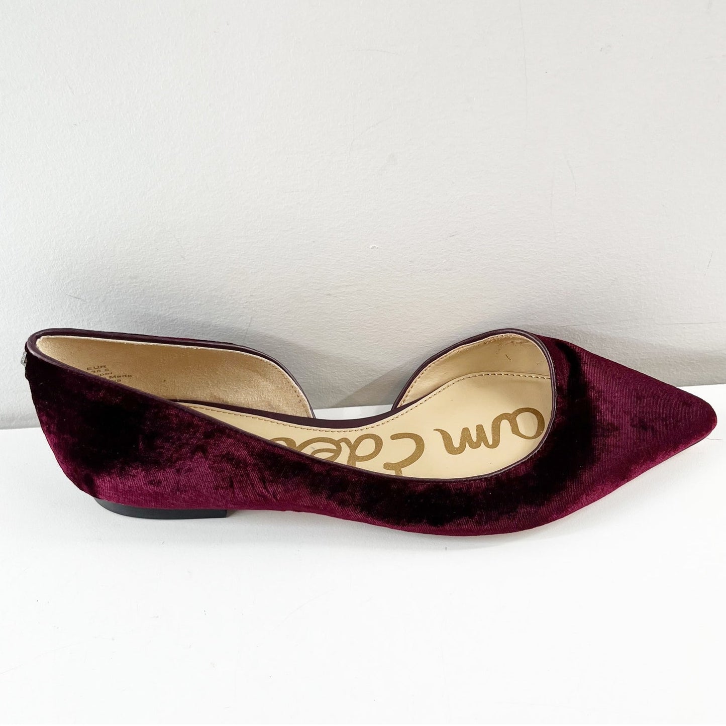 Sam Edelman Dorsay Reema Velvet Pointed Toe Flats Shoes Burgundy Maroon 8.5