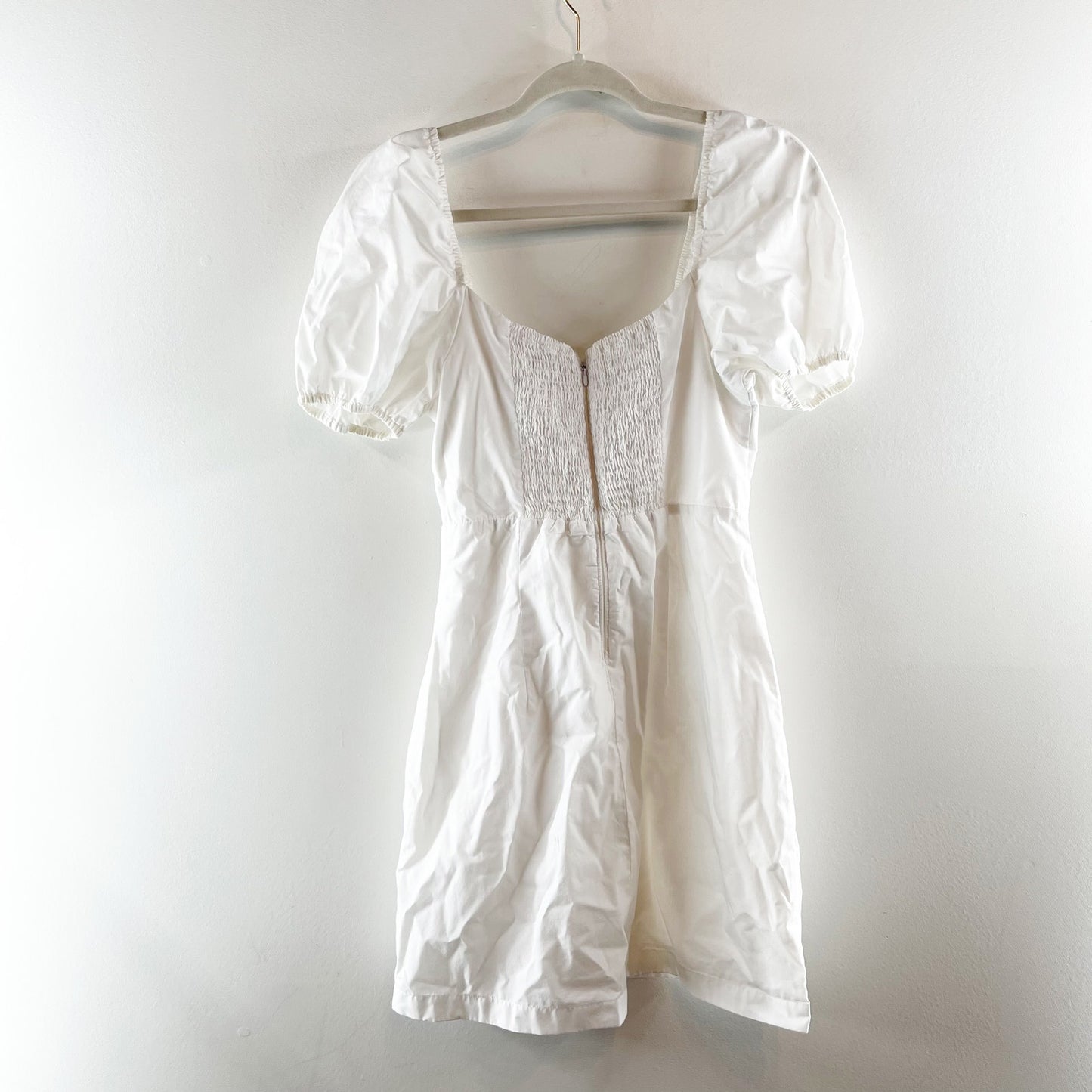 Abercrombie & Fitch Puff Sleeve Sweetheart Neckline Mini Dress White Medium