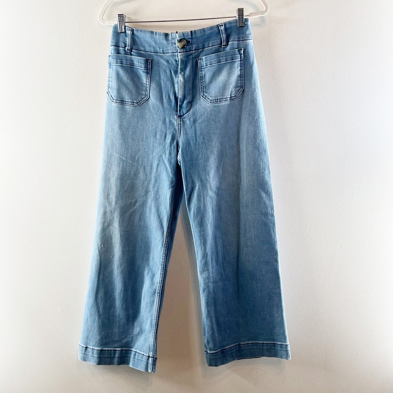 Pilcro and The Letterpress High Rise Skipper Cropped Wide Leg Jeans Blue 30