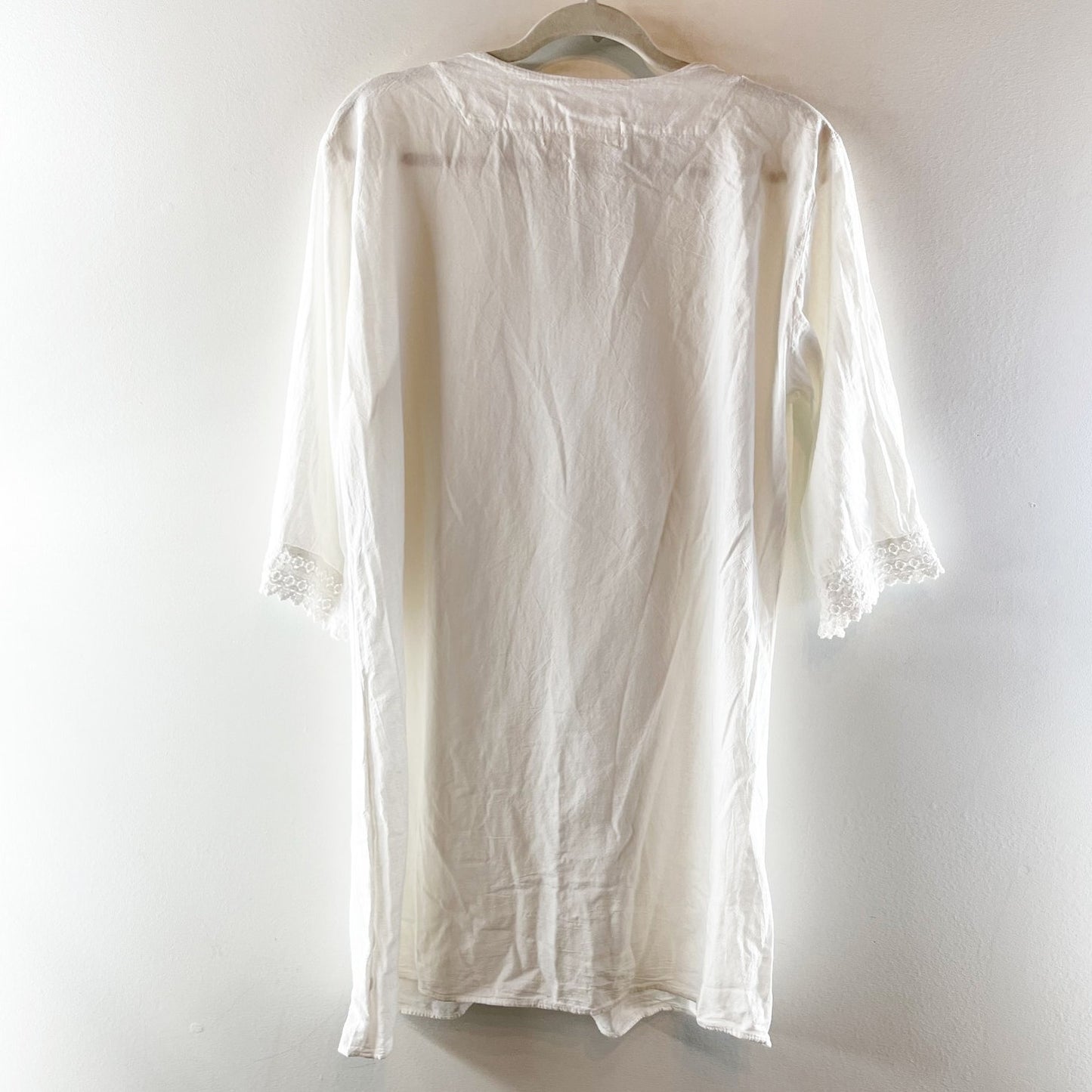 Sea Spice 100% Peruvian Cotton Crochet Lace Cover Up Resort Dress White Medium