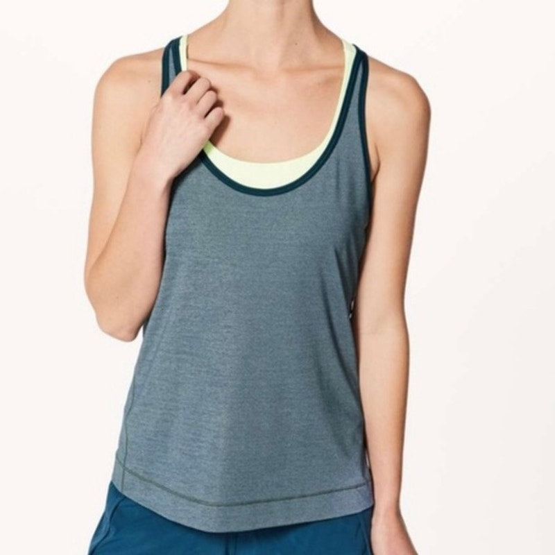 Lululemon Run The Day Open Back Racerback Tank Top Blue Small