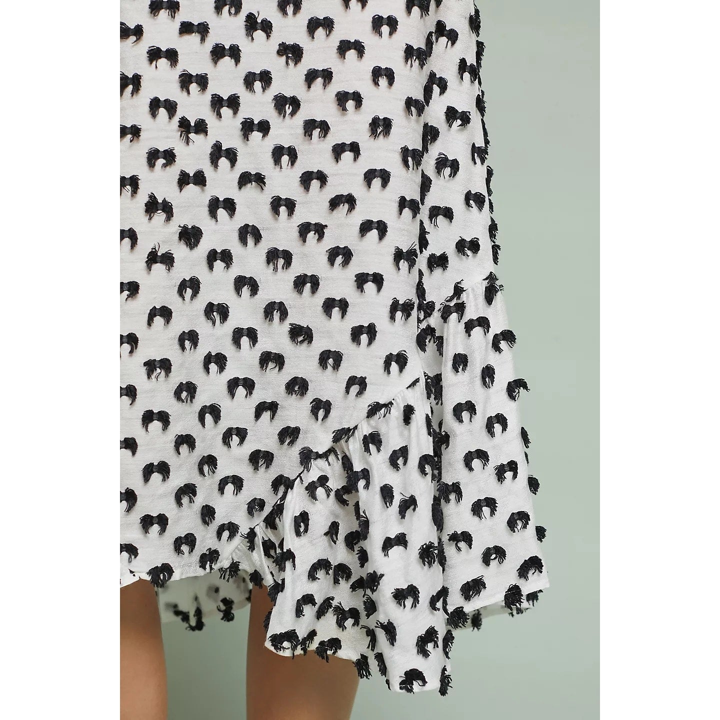 Anthropologie Eva Franco Mod Bow Embroidered Textured Midi Skirt White Black 4
