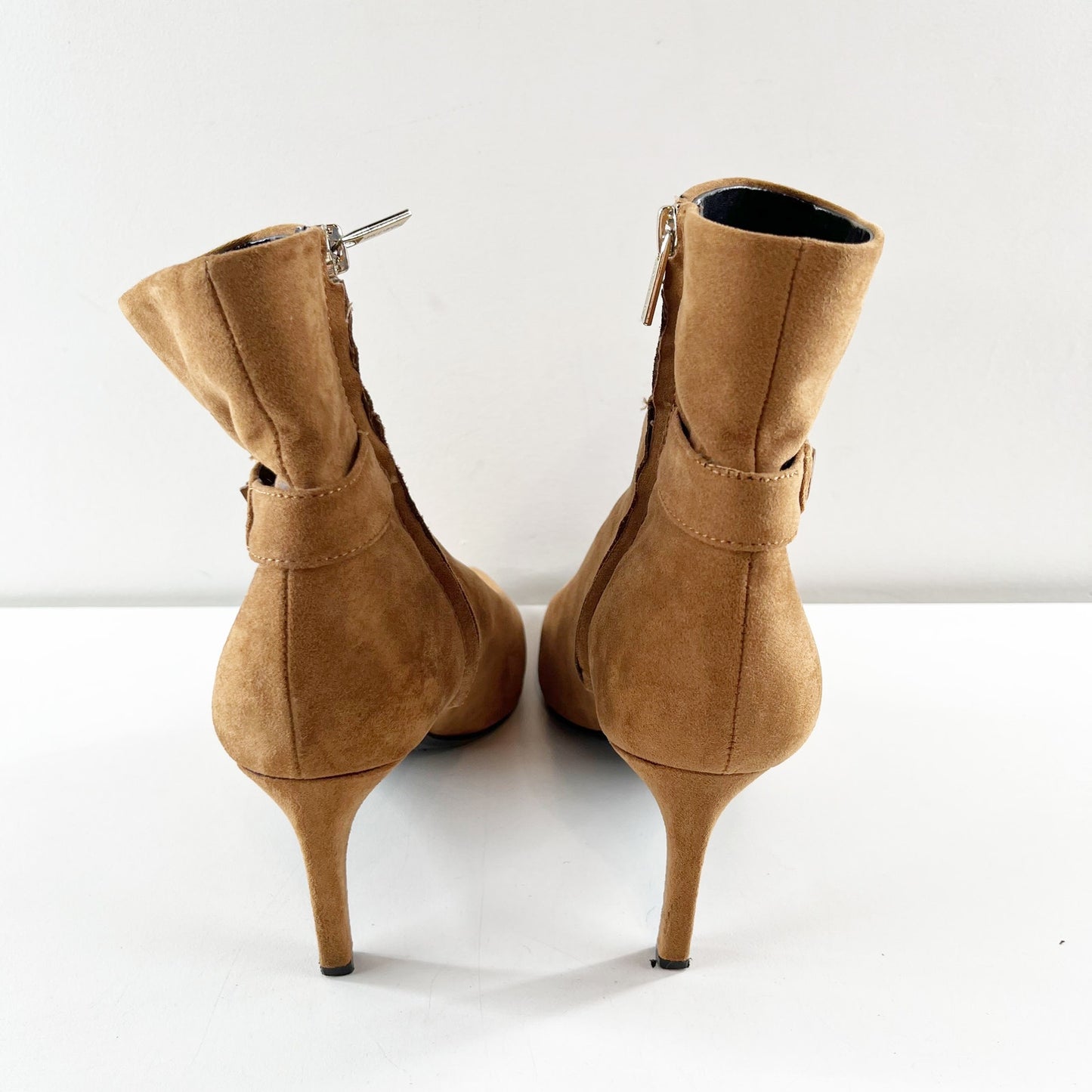 Calvin Klein Suede Pointed Toe Ankle Boots Booties Brown 7.5