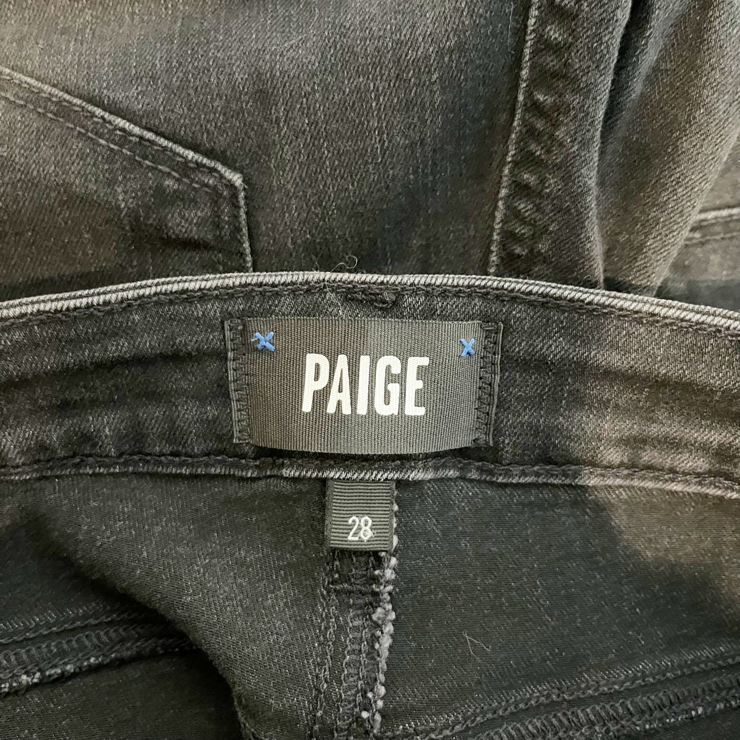 Paige Cindy High Rise Straight Leg Ankle Jeans Black Willow Wash 28