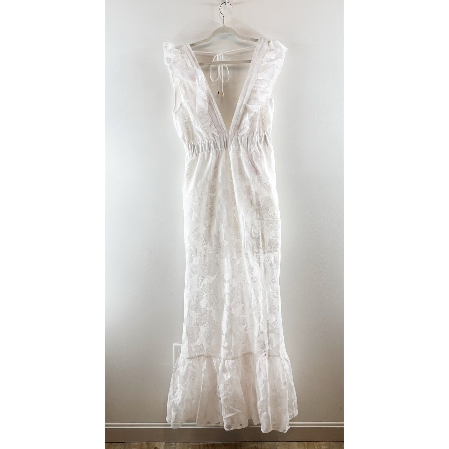 Hello Molly Sweeter Than Life Ruffle Floral Maxi Dress White Large