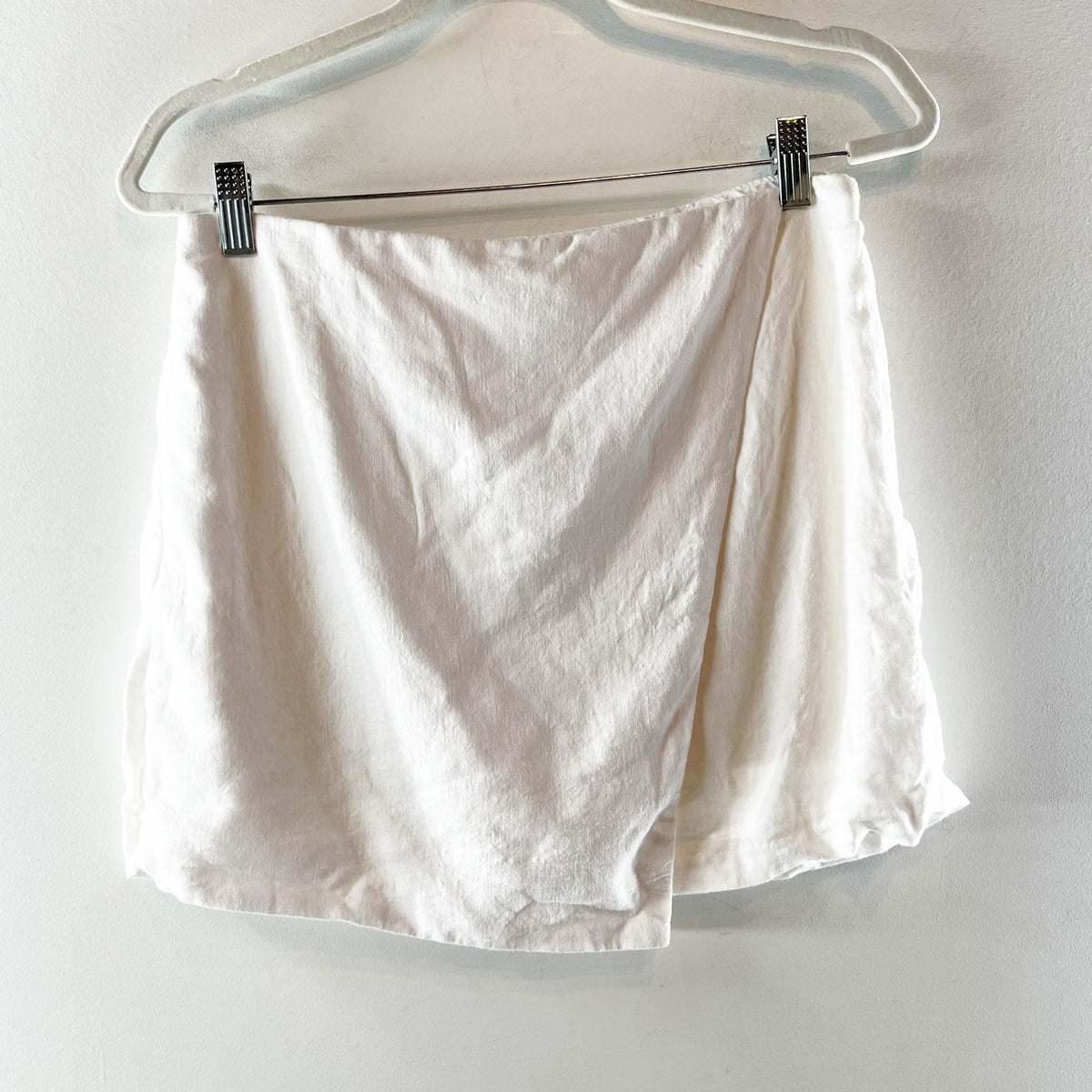 Abercrombie & Fitch Linen Blend Wrap Front Mini Skirt Skort White Medium