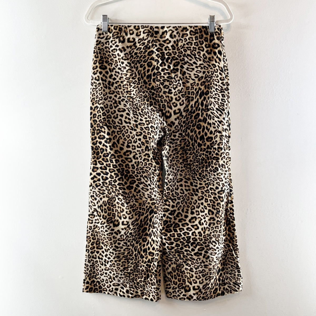 Karen Kane High Rise Cropped Wide Leg Corduroy Leopard Print Pants Brown Large