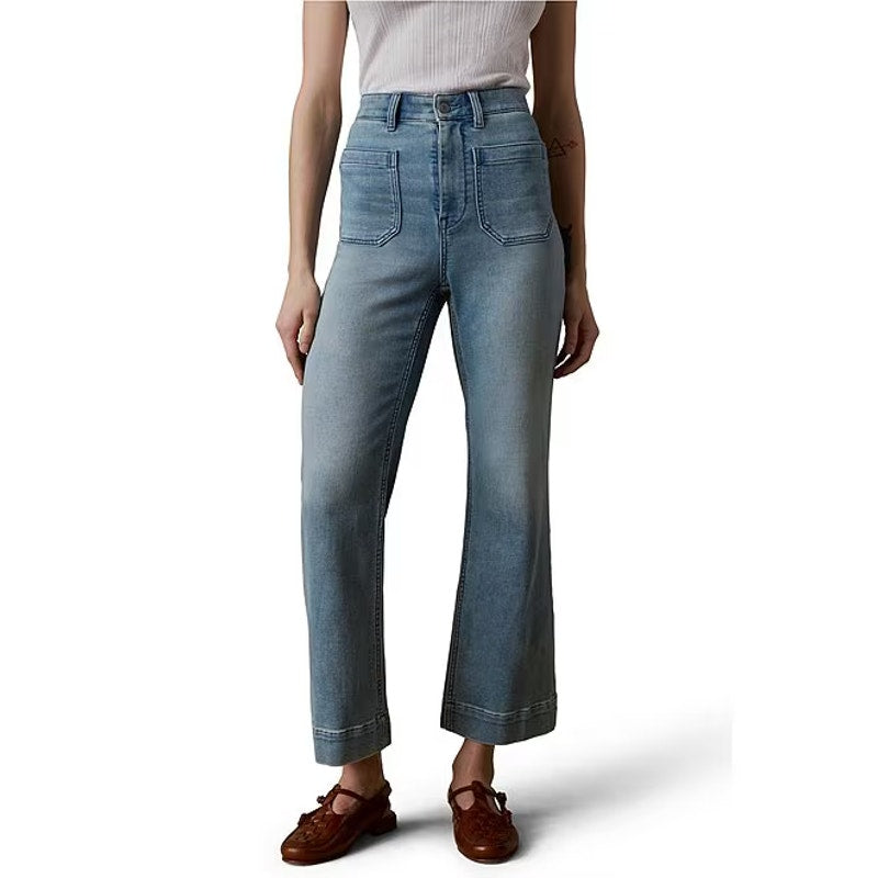 Faherty Terry Stretch Denim High Waisted Flare Leg Jeans Eastern Shore 27