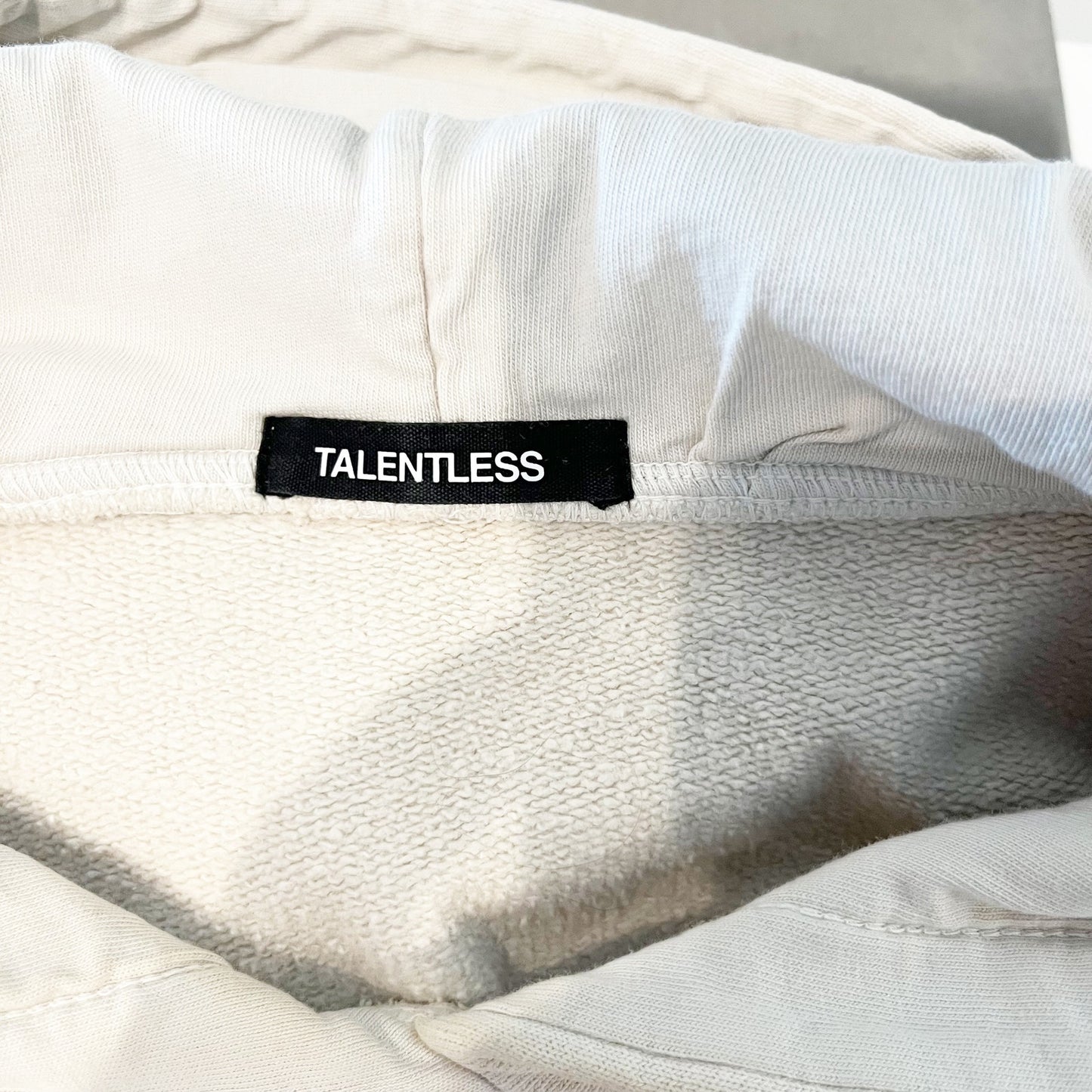 Talentless 100% Cotton Circle Logo Long Sleeve Kangaroo Pocket Hoodie Bone XS