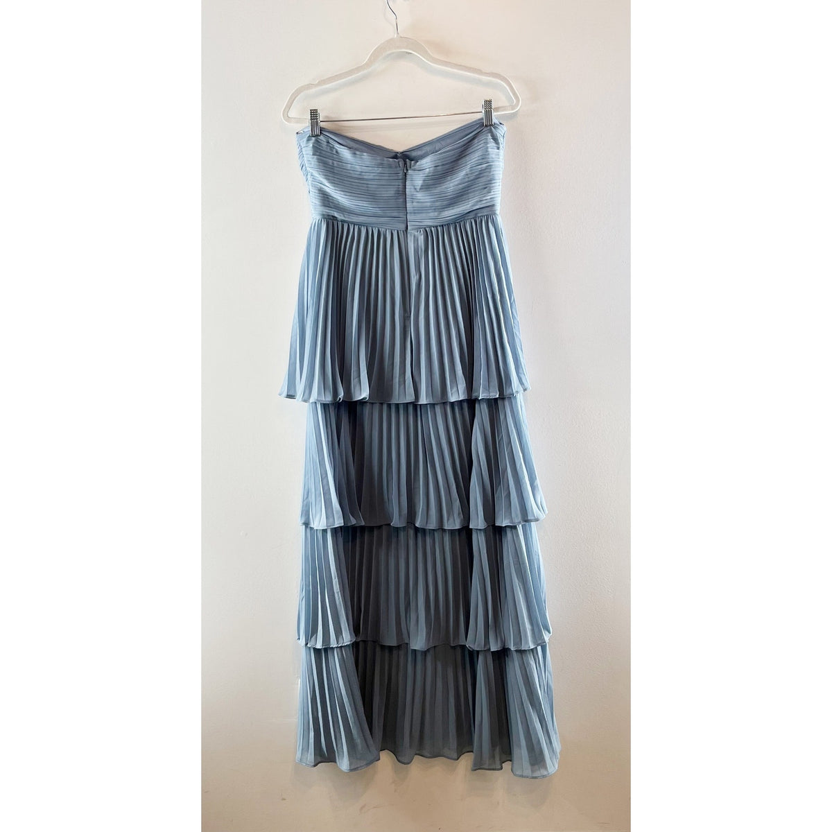 Lulus Seriously Sensational Strapless Pleated Tiered Maxi Dress Light Blue Large
