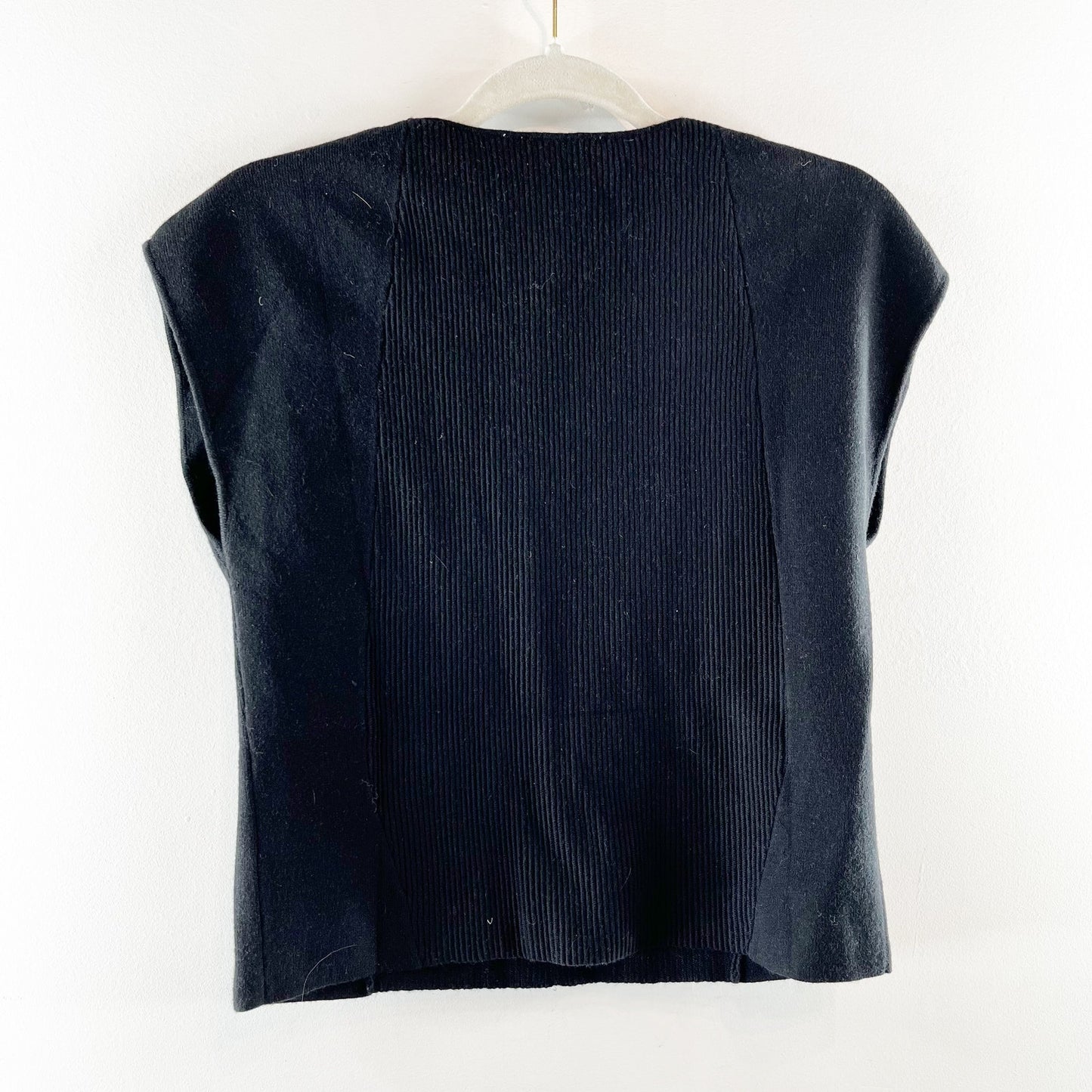 Evereve LNA Millie Cap Sleeve Sweetheart Neck Sweater Top Black Medium