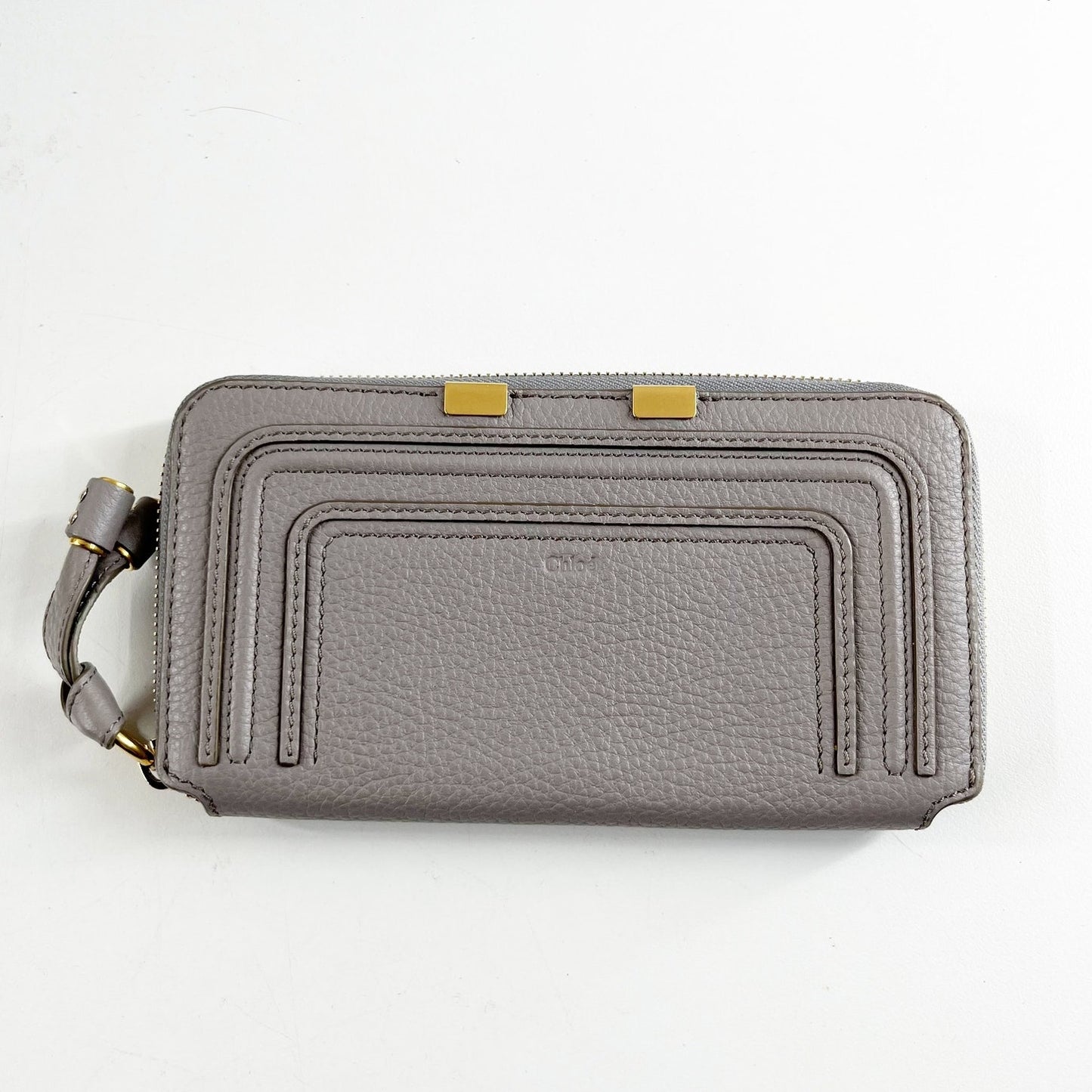 Chloé Marcie Leather Long Zippered Continental Wallet Cashmere Grey