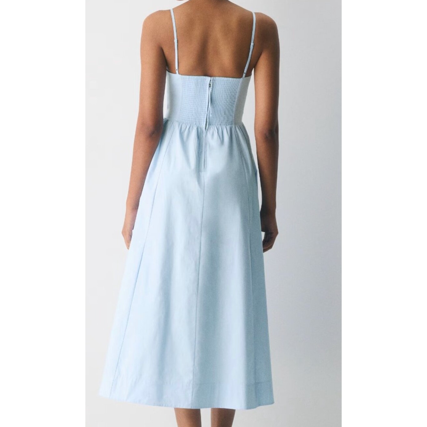 Babaton Aritzia Technique Cotton Poplin Drop Waist Maxi Dress Classic Light Blue