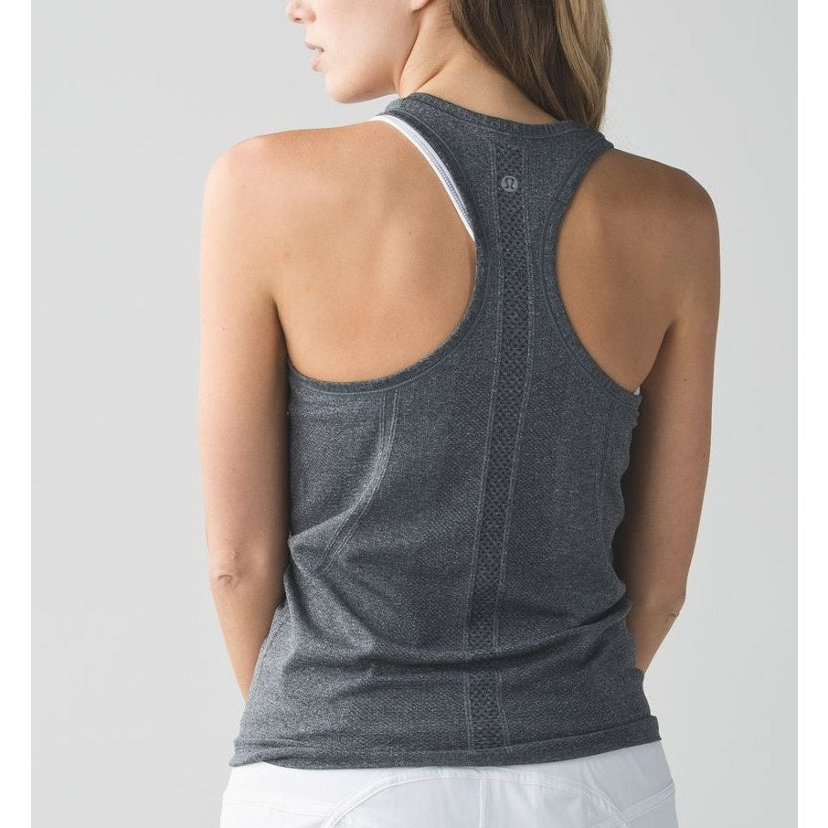 Lululemon Athletica Swiftly Tech Racerback Tank Top Heathered Black Gray 8