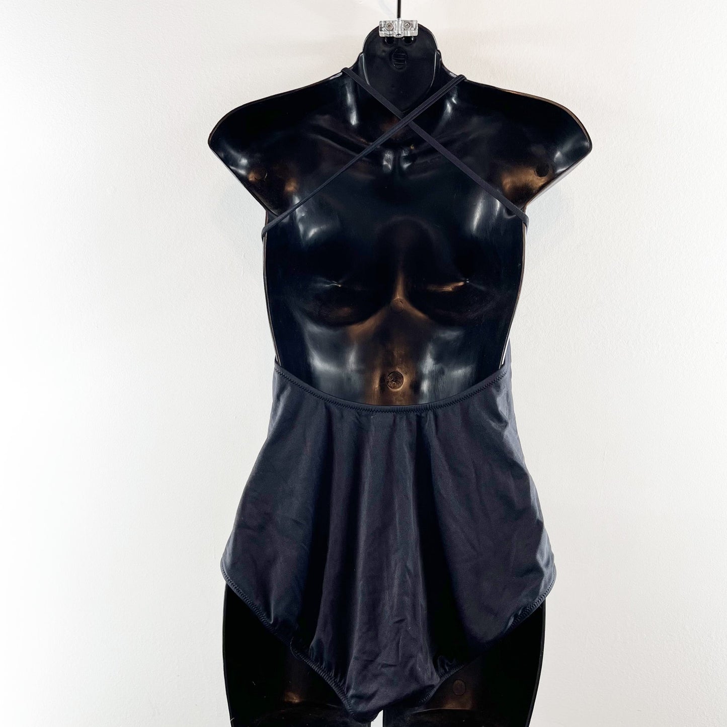 J. Crew Plunge Tie Front One Piece Bathing Suit Black Medium