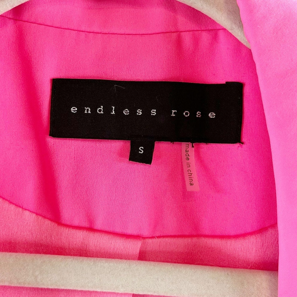 Endless Rose Oversized Single Breasted Boyfriend Blazer Hot Pink Small