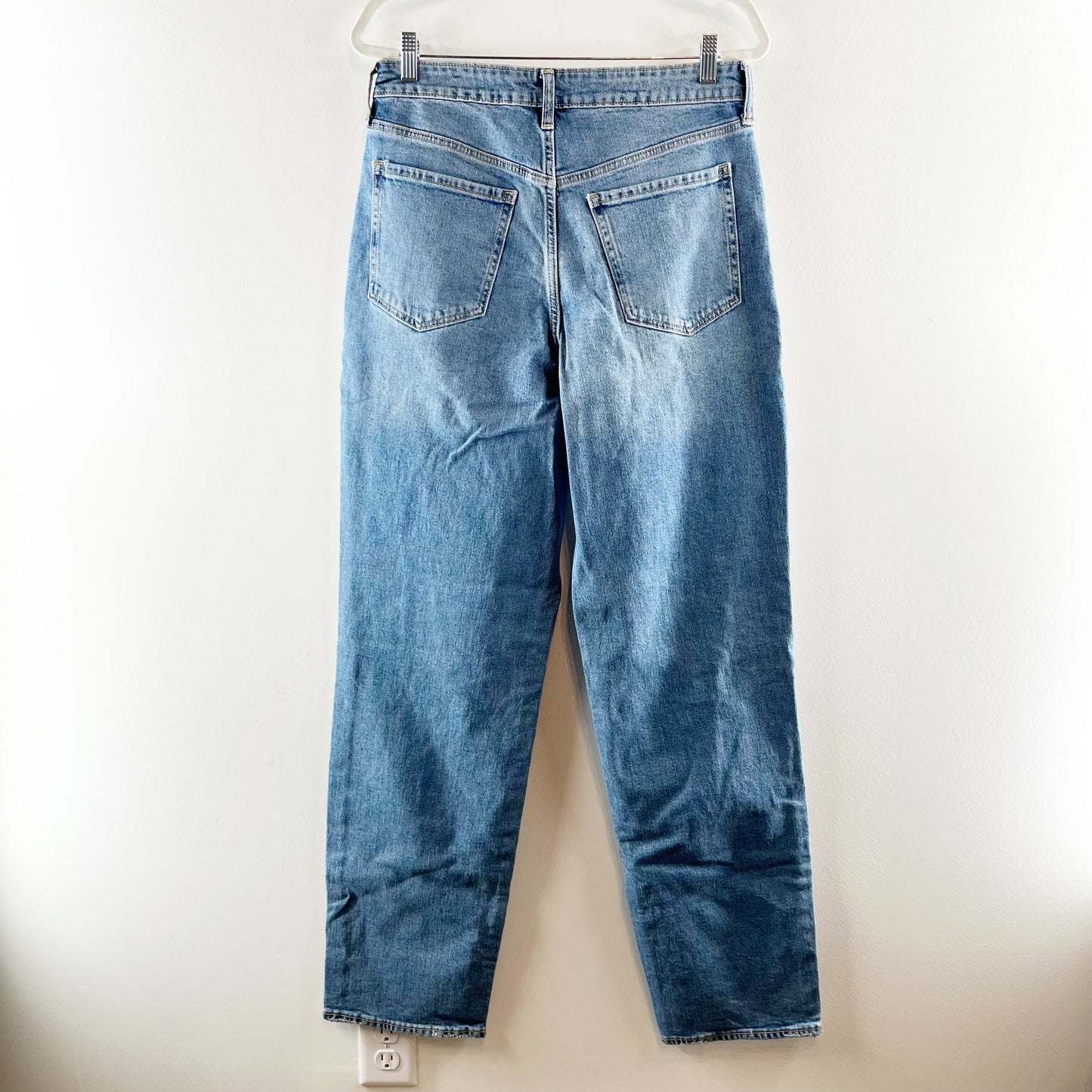 Old Navy High Rise Loose OG Secret Smooth Pockets Ripped Jeans Blue 10 Tall