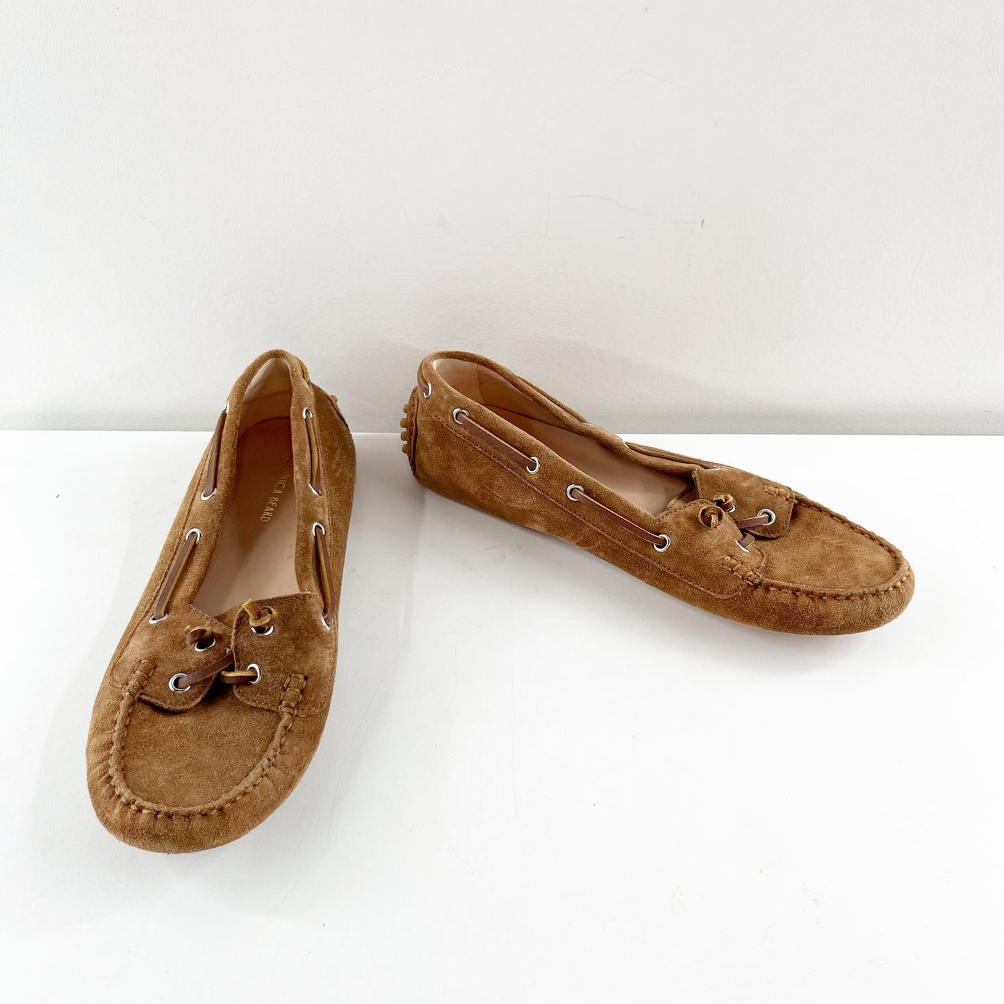 Veronica Beard Jia Suede Leather Slip On Lace Up Flat Boat Shoes Hazelwood 8.5