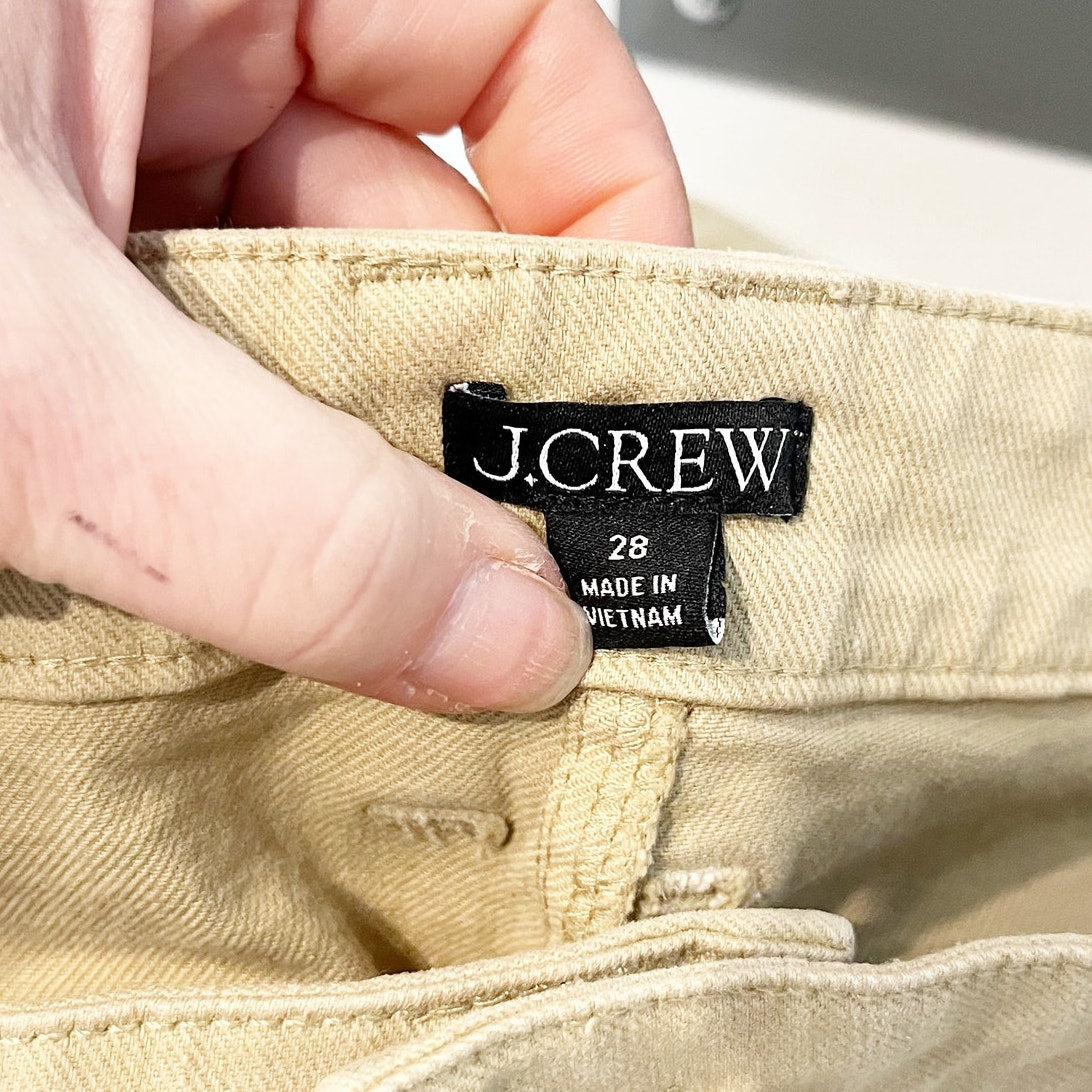 J. Crew High Rise Vintage Flare Chino Khaki Pants in Washed Twill Tan 28