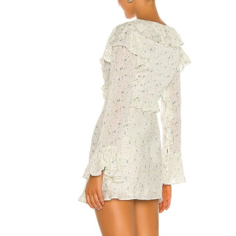 Free People Long Sleeve Sweetest Thing Floral Mini Dress Ivory Combo 6