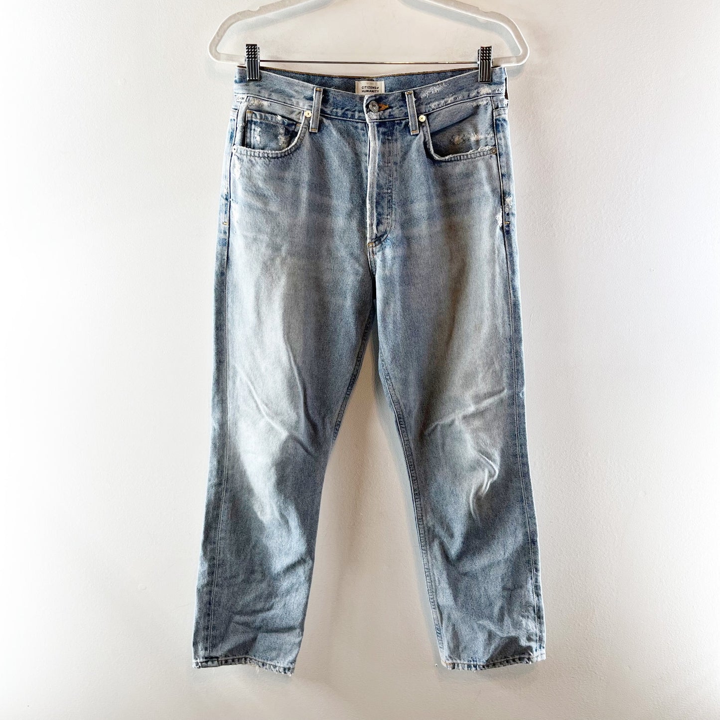 Citizens of Humanity Charlotte Crop Straight Leg Button Fly Mid Rise Jeans Blue