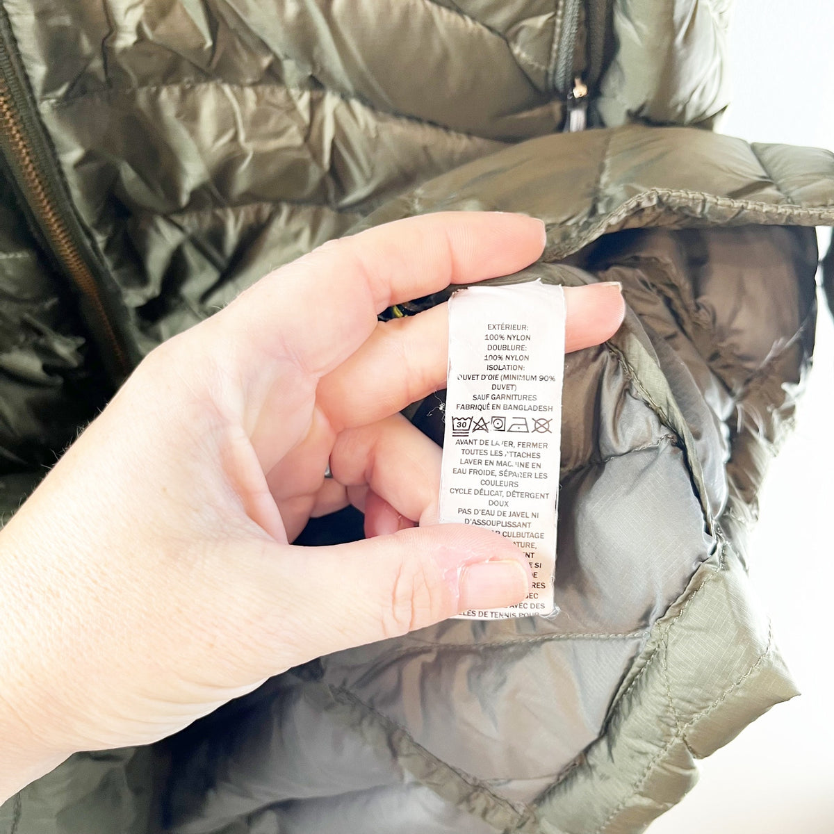 L.L. Bean 850 Fill Down Ultralight Mid Length Parka Coat Jacket Olive Green SP