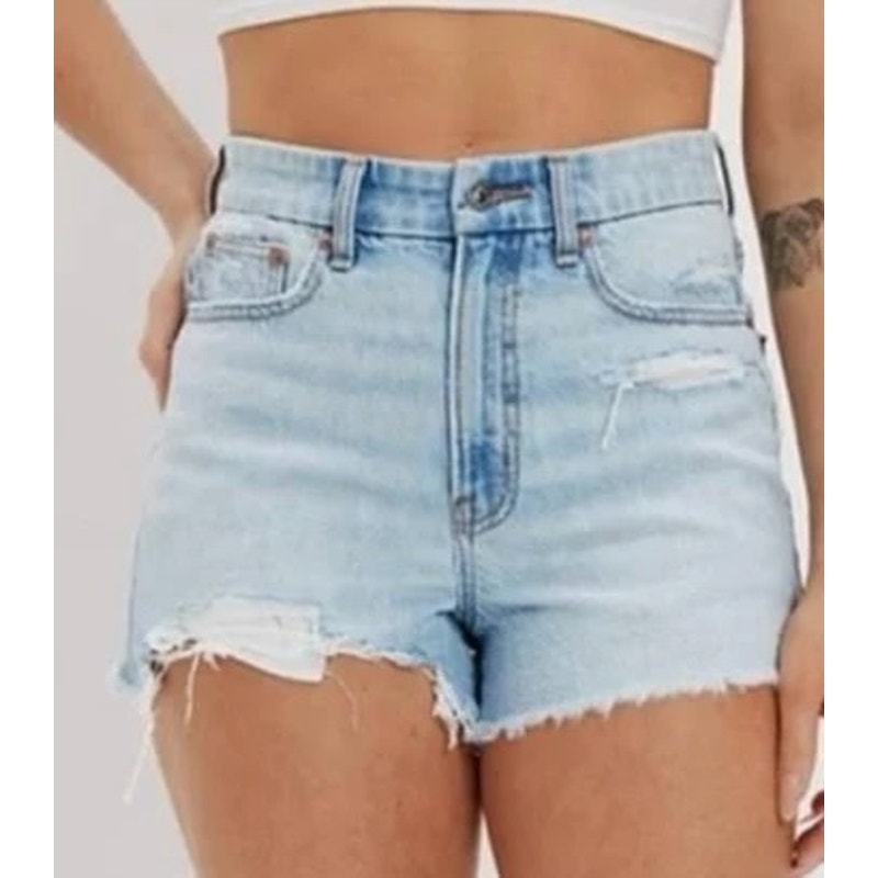 American Eagle Curvy '90s High Rise Boyfriend Denim Jean Shorts Blue 14