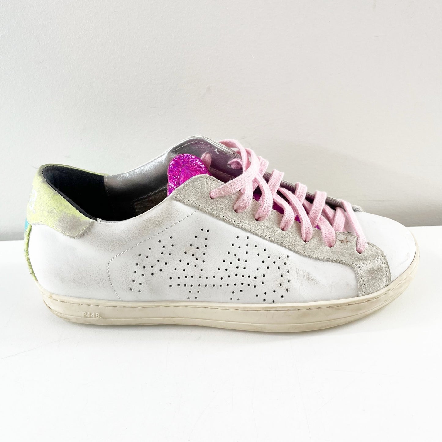 P448 John Leather Perforated Logo Low Top Fashion Sneakers Dogma Neon 37