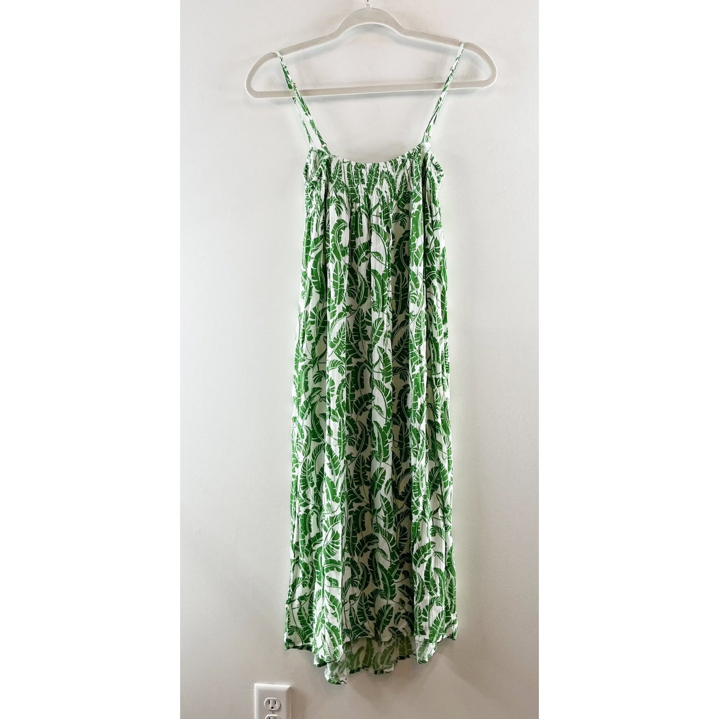 WeWoreWhat Botanical Print Sleeveless Midi Slip Sundress Green White Small