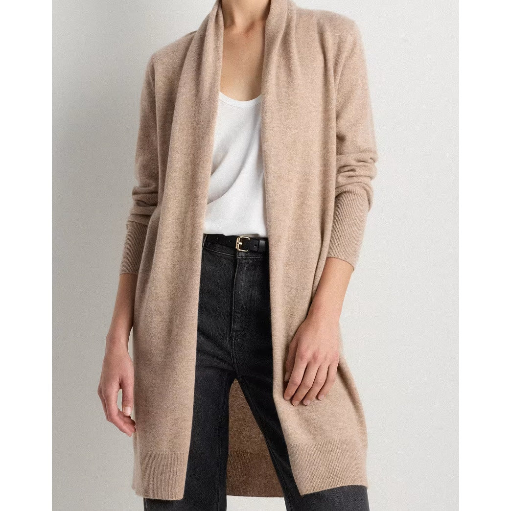 Quince Mongolian Cashmere Long Sleeve Open Duster Cardigan Sweater Oatmeal XS