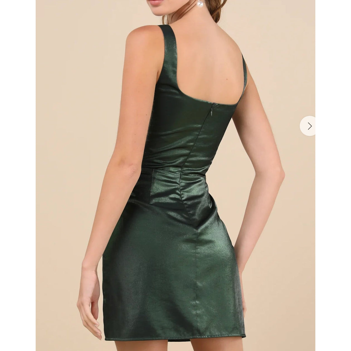 Lulus Gorgeous Aesthetic Emerald Green Taffeta Satin Mini Dress Medium