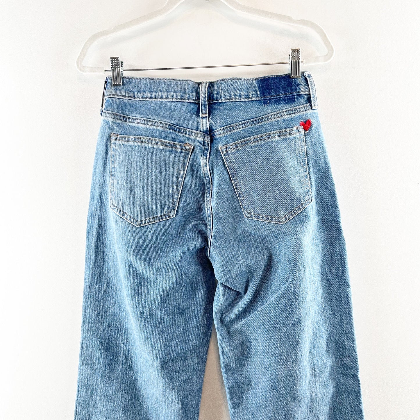 Abercrombie & Fitch High Rise 90s Relaxed Heart Embroidered Jeans Blue 27