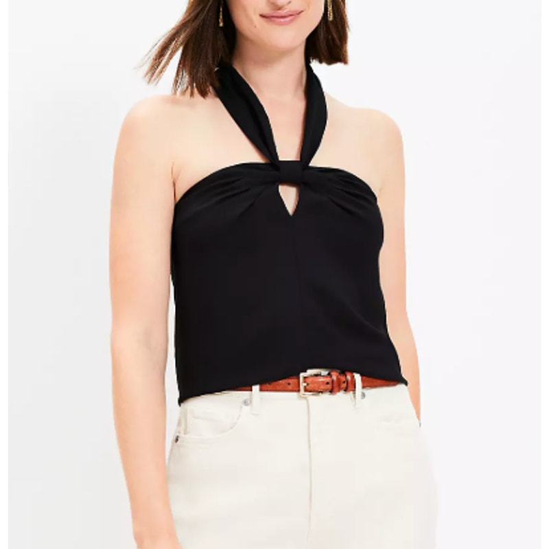 LOFT Keyhole Halter Neck Tank Top Black Medium