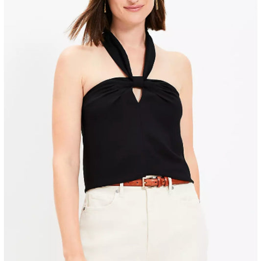 LOFT Keyhole Halter Neck Tank Top Black Medium