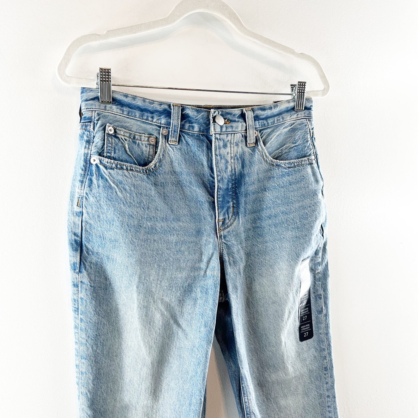 J. Crew Premium Edition High-Rise Cropped Denim Straight Jeans Blue 27