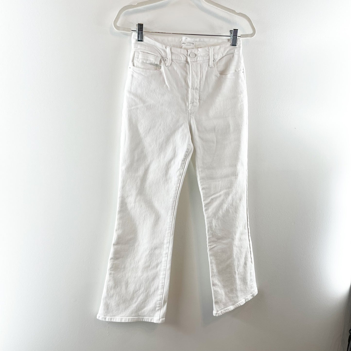 Good American Good Legs High Waisted Cropped Mini Bootcut Jeans White 6 / 28