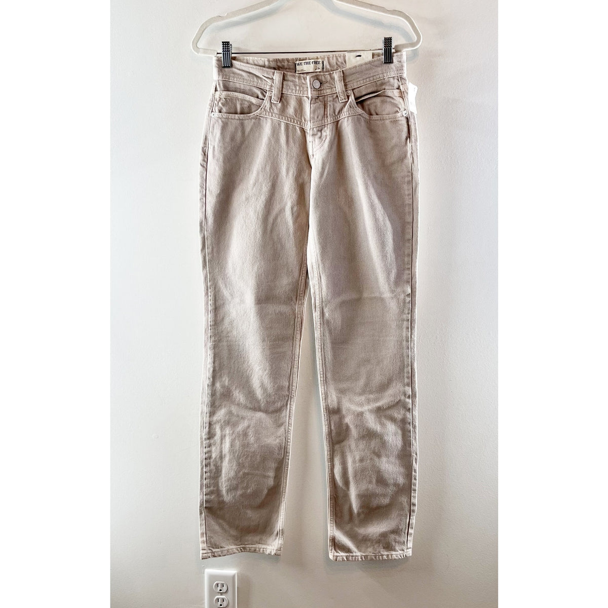 Free People We The Free Shelby Low-Rise Boyfriend Jeans Ocean Pearl Tan 26