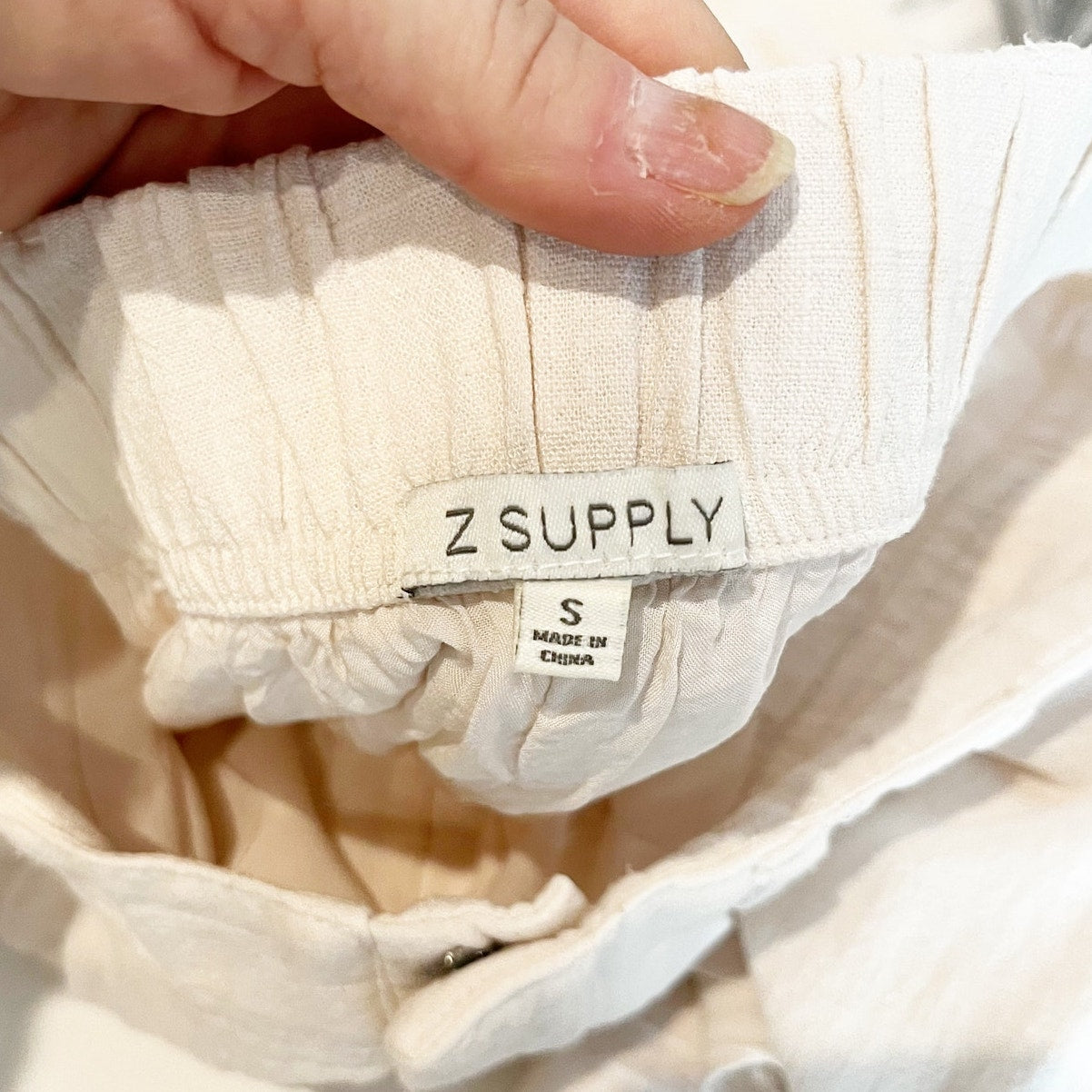 Z Supply High Rise Wide Leg Farrah Linen Blend Pants Trousers Cream Ivory Small