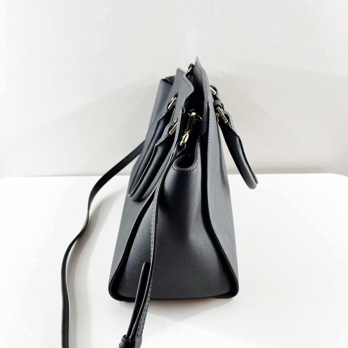 Michael Kors Selma Saffiano Leather Satchel Handbag Purse Black