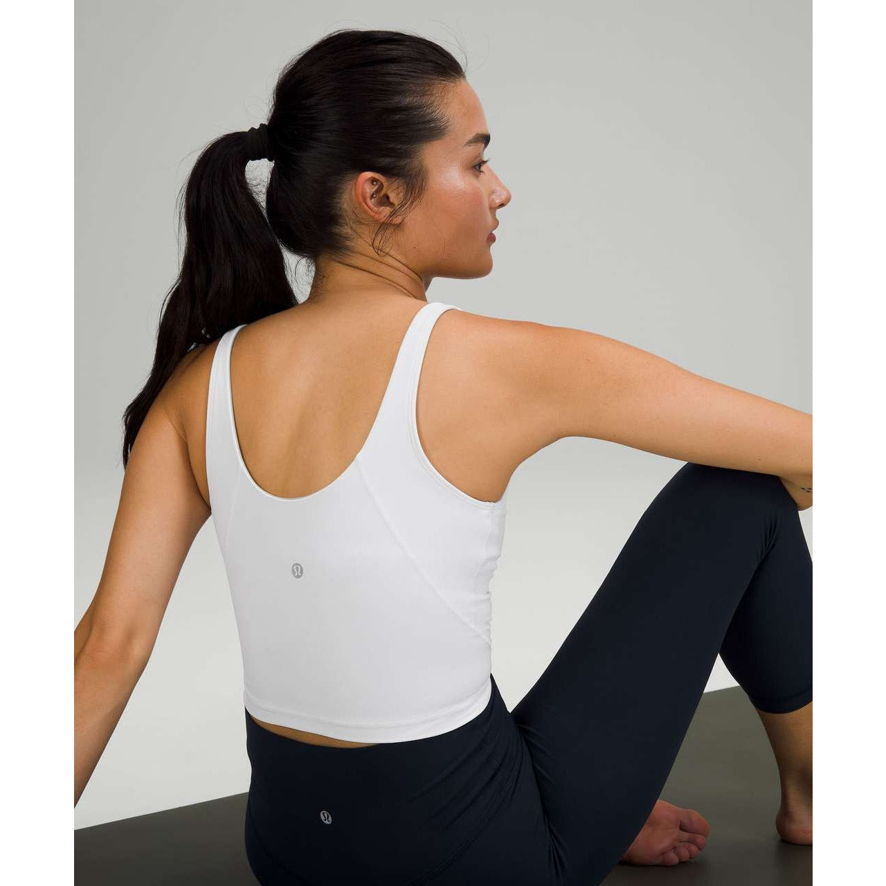 Lululemon Align Cropped Built in Bra Yoga Tank Top White 6