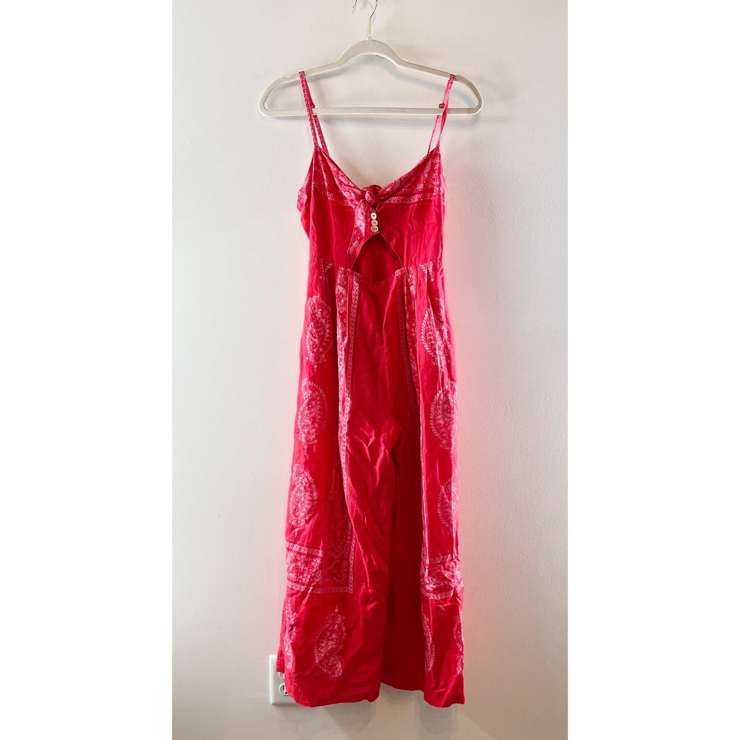 Free People Feel The Sun Wide Leg Paisley Bandana Print Jumpsuit Red Medium