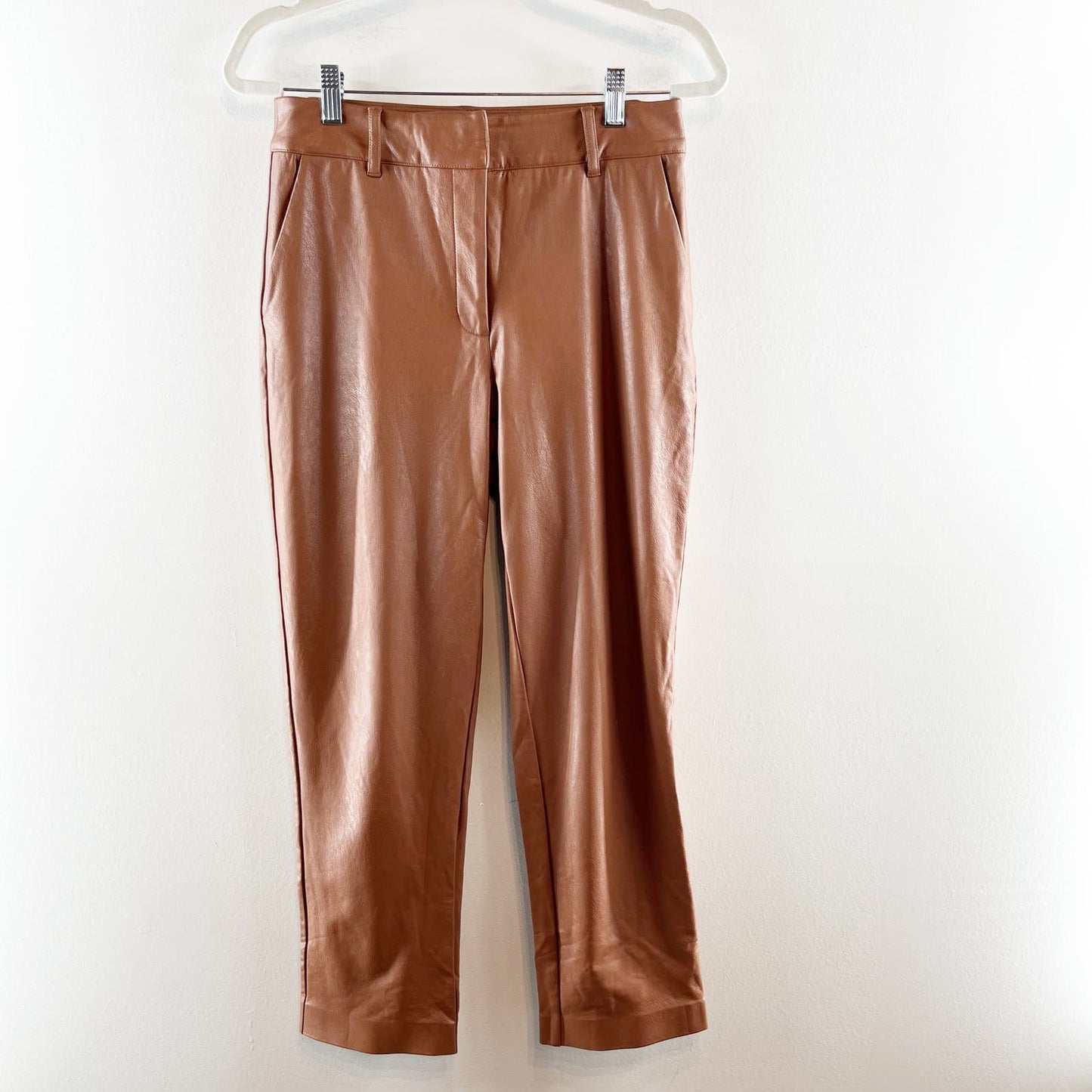 Commando Faux Leather High Rise 7/8 Cropped Trouser Pants Cocoa Brown Small